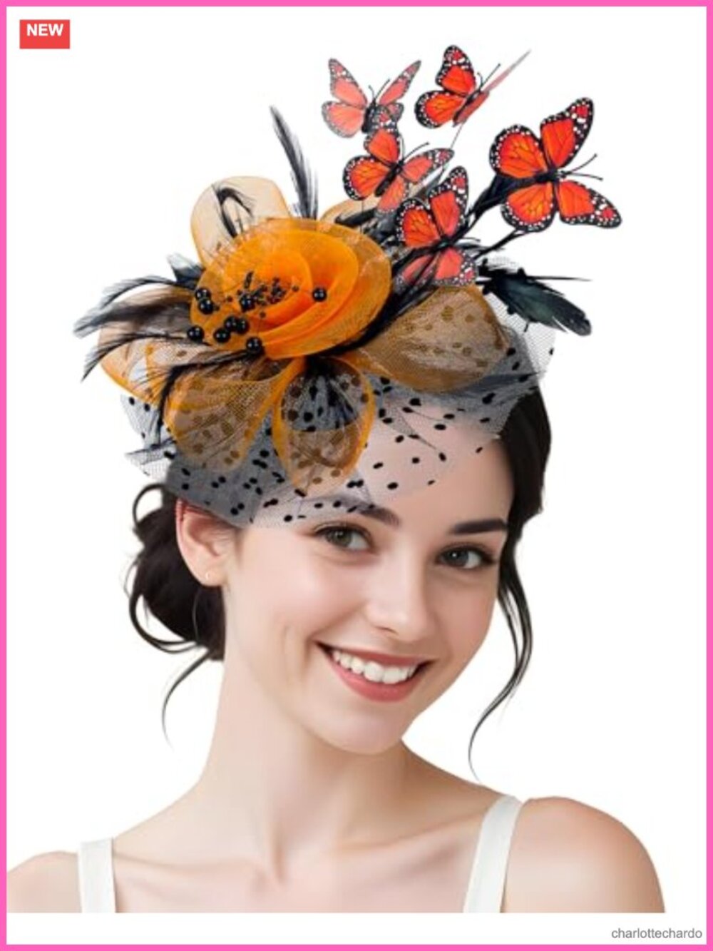 Butterfly Fascinator Headband Mesh Feathers for Tea Party Halloween 1920s
